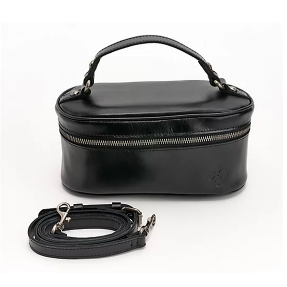 Patricia Nash Black Leather Satchel with Mirror - Picture 1 of 11